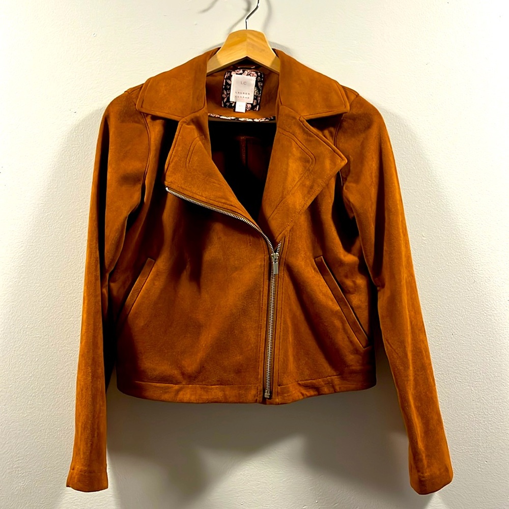 Size XS Lauren Conrad brown faux suede jacket.
